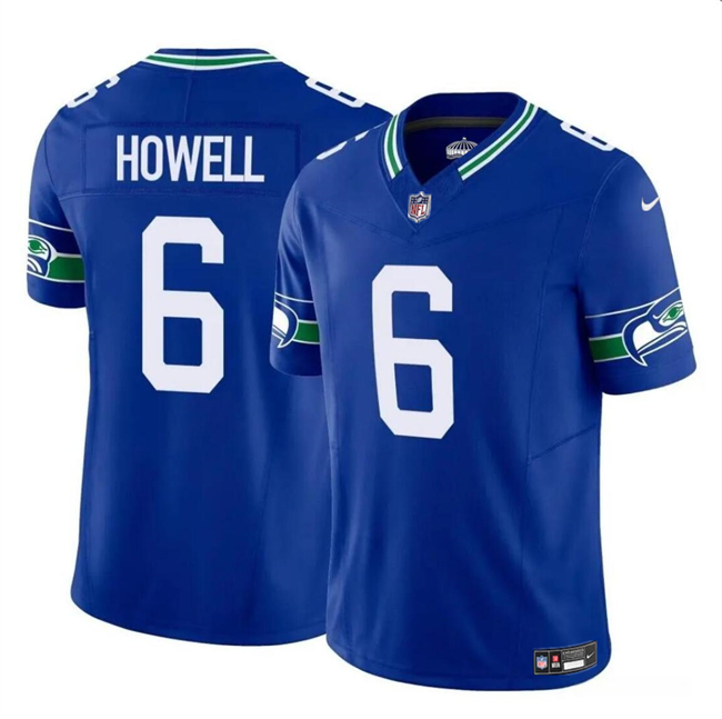 Men's Seattle Seahawks #6 Sam Howell Royal 2023 F.U.S.E. Vapor Throwback Limited Football Stitched Jersey - Click Image to Close